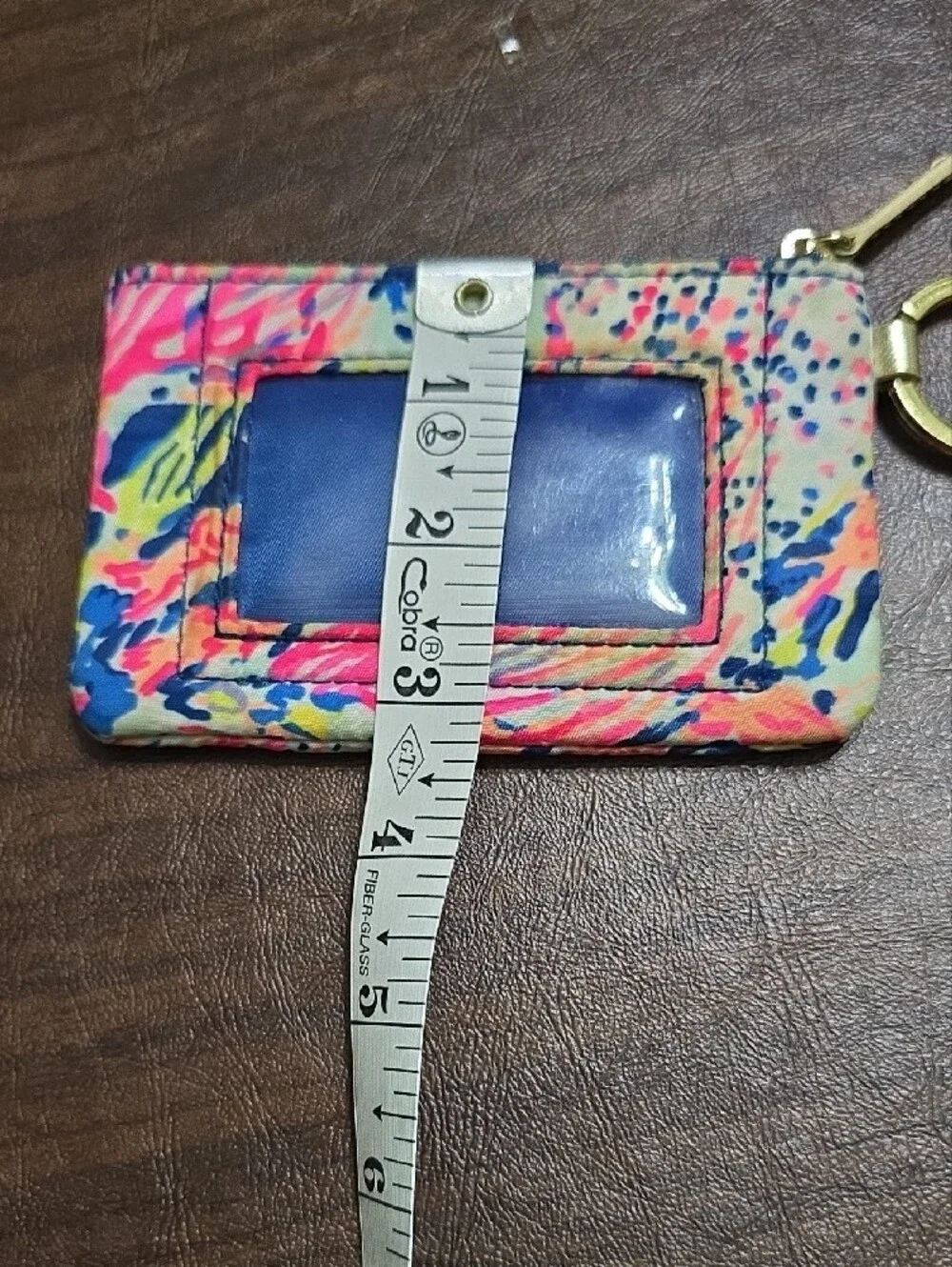 Lilly Pulitzer Navy Pink Yellow Multicolor Key Pouch with Gold Accent